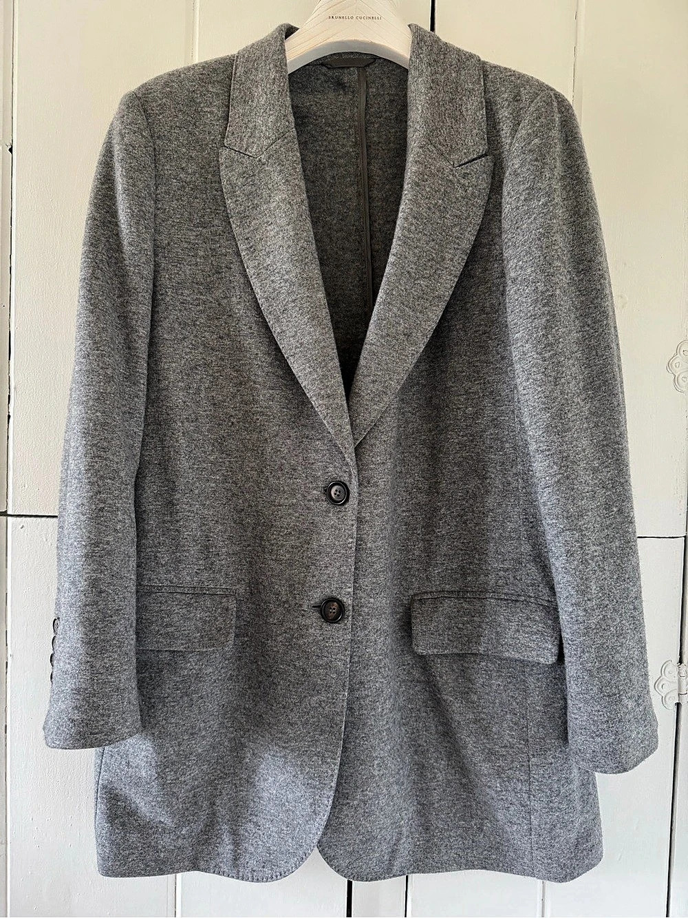 Brunello Cucinelli 100% Cashmere Blazer | Gray | Women’s IT 46 | Made in Italy
